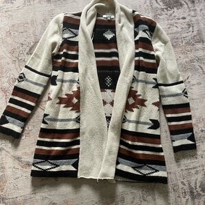 BB Dakota Tribal Pattern Cardigan in Cream and Brown